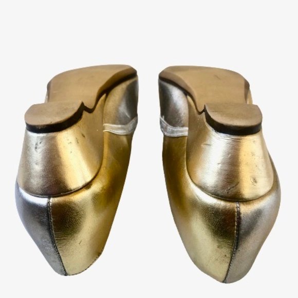 Easy Street Vintage 80's Low Wedge Pump Silver + Gold Made in USA USED - Picture 12 of 15